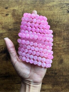 Handmade 12PCS Baby Pink Beaded Bracelets